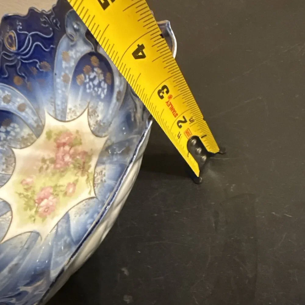 Wheelock Vienna Victorian Serving Bowl M.Z Austria Blue Floral Gilded